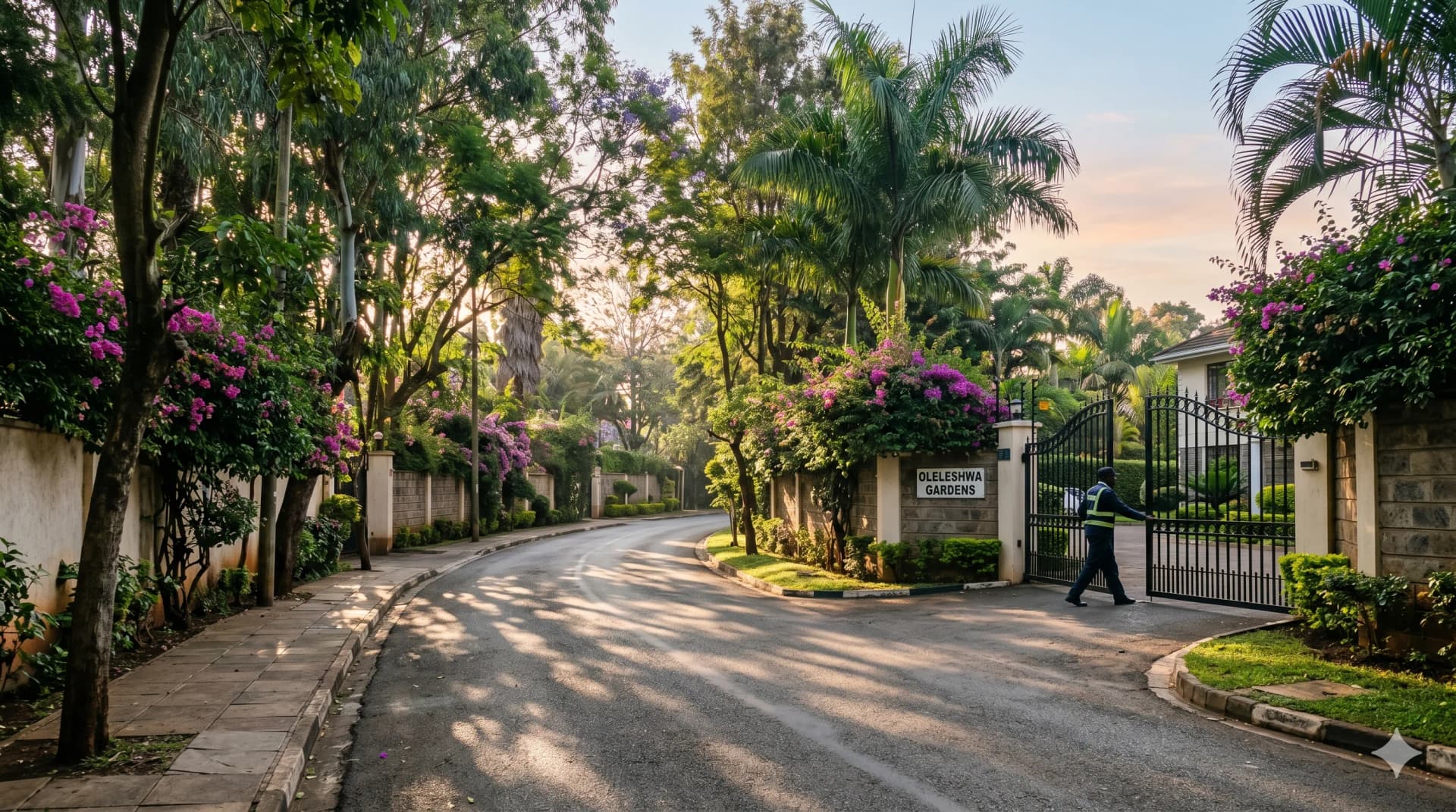 Quiet residential street in Kileleshwa, Nairobi — leafy and calm