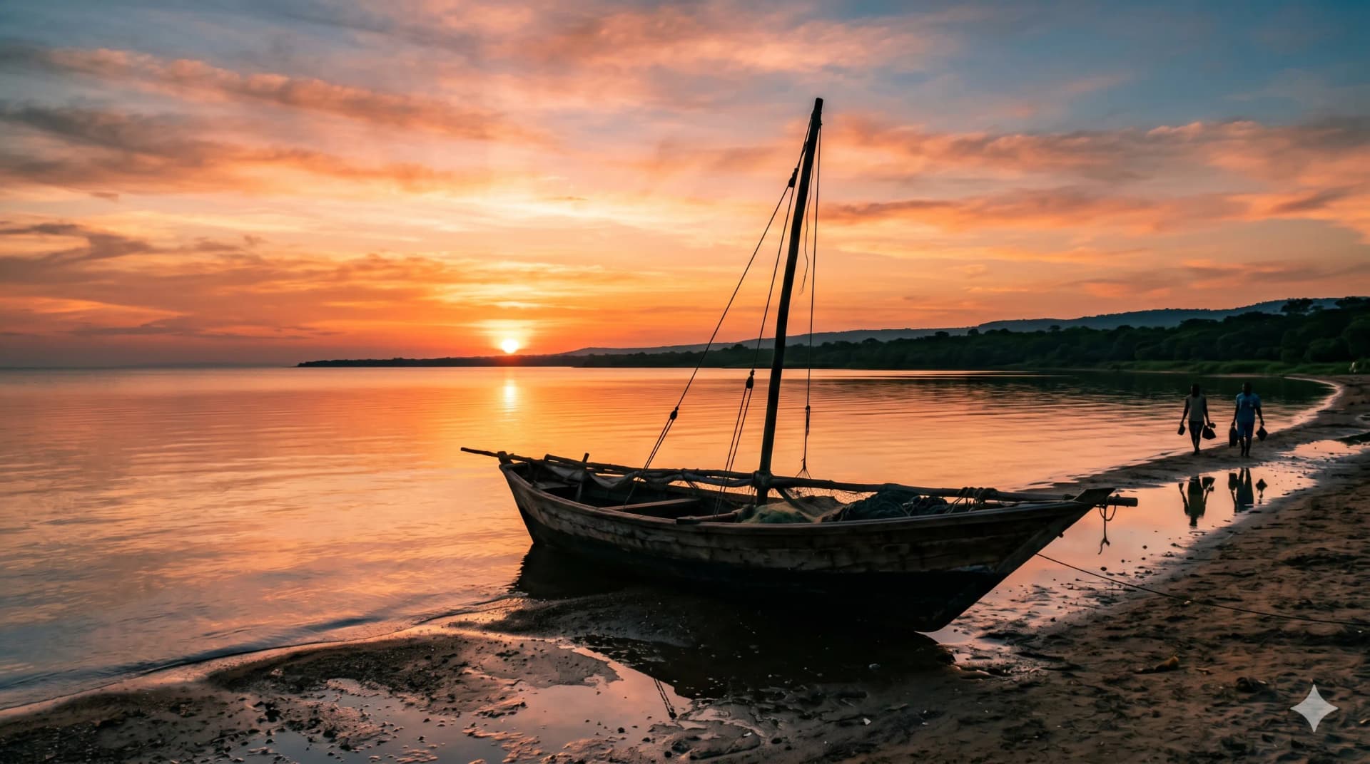 Lake Victoria at golden hour near Kisumu, Kenya